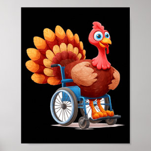Poster Costume de dinde heureuse en fauteuil roulant pour