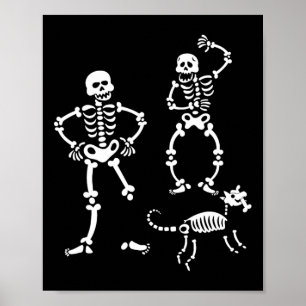 Poster Costume de fête d'Halloween de chien squelette crâ