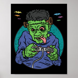 Poster Costume de gamer monstre Halloween jeu vidéo 