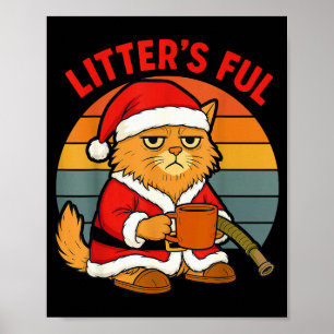 Poster Costume de Noël de chat plein de litière fatiguée