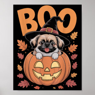 Poster Costume de Peke sur citrouille Halloween Pékinois