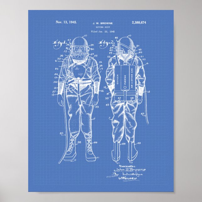 Poster Costume de plongée 1945 Plan directeur de l'art de (Devant)