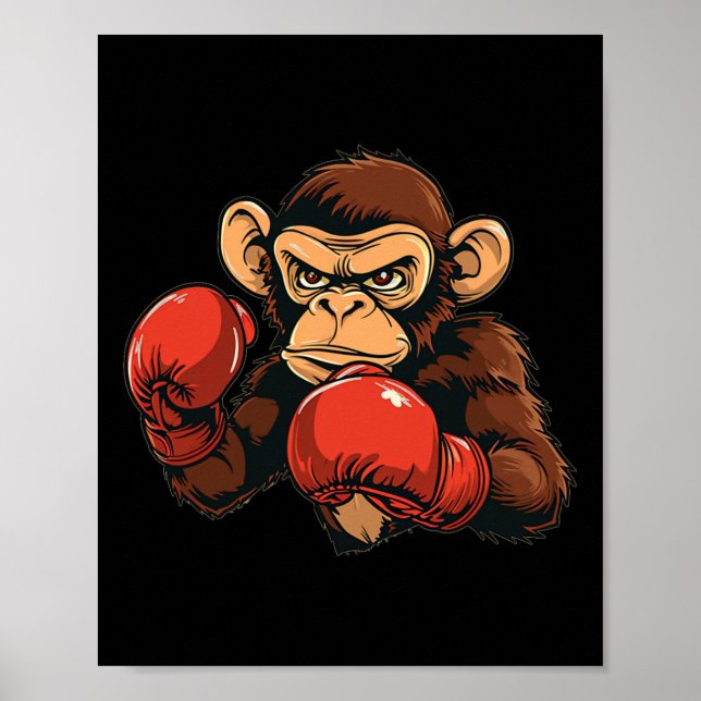 Poster Costume de singe cool de boxe (Devant)