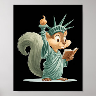 Poster Costume D'Écureuil Patriotique Cute Pour La Libert