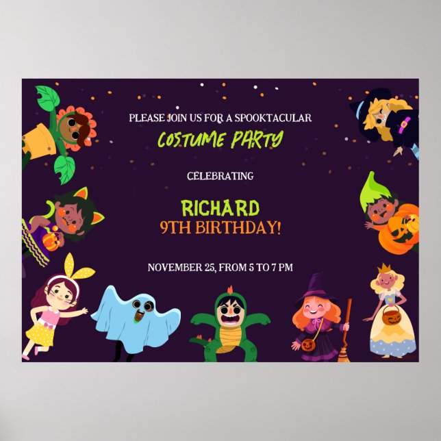 Poster Costume d'Halloween mignonne Fête d'Anniversaire m (Devant)