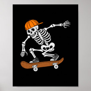Poster Costume d'Halloween skateboard squelette faisant d