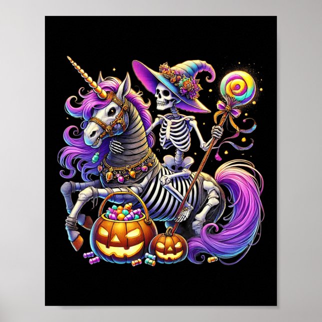 Poster Costume d'Halloween Squelette Unicorne (Devant)