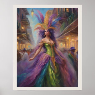 Poster Costume Femme Mardi Gras Nouvelle-Orléans