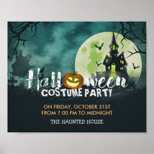 Poster Costume Maison Hantée éffrayante nuit Ciel Hallowe