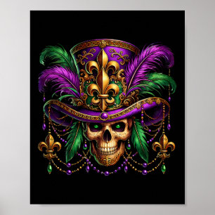 Poster Costume Mardi Gras Crâne de Sucre Carnaval Hallowe