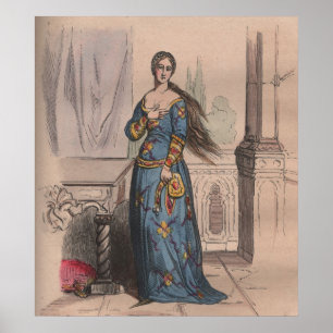 Poster Costume noble de femme de mode française médiévale