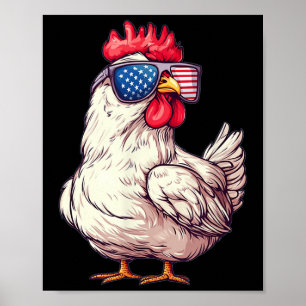 Poster Costume Patriotique Sungles Poulet Pour Garçons Et