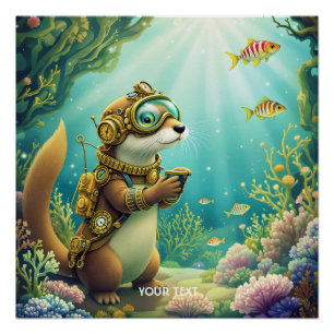 Poster Costume Steampunk de loutre mignonne fantastique