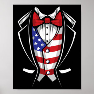Poster Costume Usa Smoking Patriotique 4 Juillet Drapeau