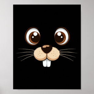 Poster Costume visage de marmotte de fond Enfants Jour de