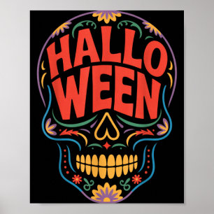 Poster Costumes d'Halloween Crâne Typographie Graphique E