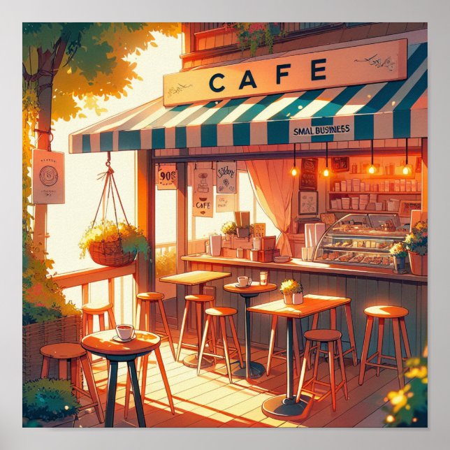 Poster Cosy Anime Cafe Art (Devant)