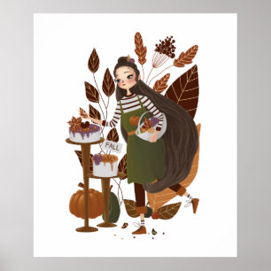 Poster Cosy Automne Boulangerie d'automne tiré main