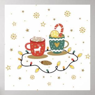 Poster Cosy café de Noël Or Cosy