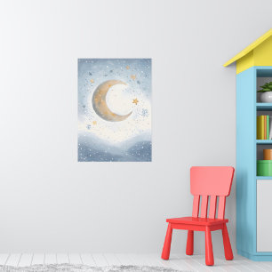 Poster Cosy Kids Room Art A Serene Moon and Stars
