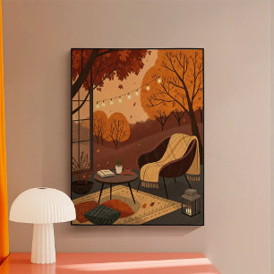 Poster Cosy Nook d'automne : Une scène de porche tranquil