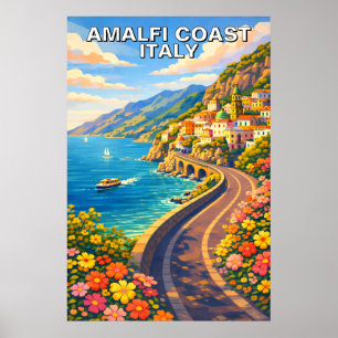 Poster Côte Amalfitaine Italie Riviera Voyage Vintage