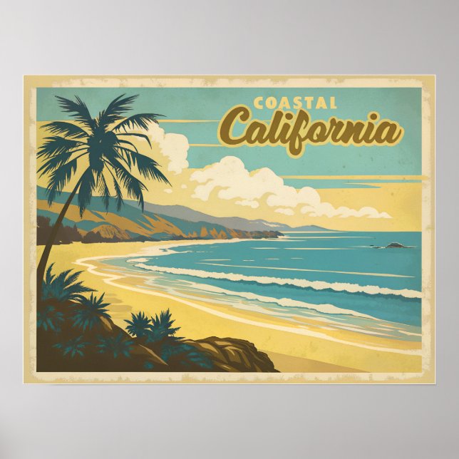 Poster Côte Californie Vintage (Devant)