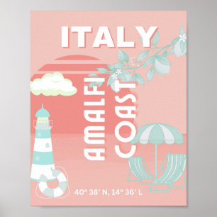 Poster Côte d'Amalfi, Art Voyage, Pastel