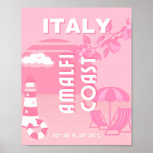 Poster Côte d'Amalfi, Art Voyage, Rose