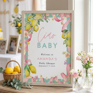 Poster Côte d'Amalfi Citron Eté Italien Ciao Baby Shower