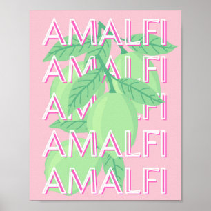 Poster Côte d'Amalfi, Italie Art Voyage, Rose