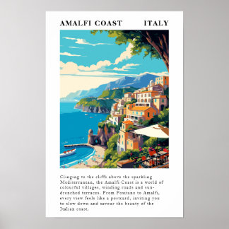 Poster Côte d'Amalfi Italie Voyage Vintage