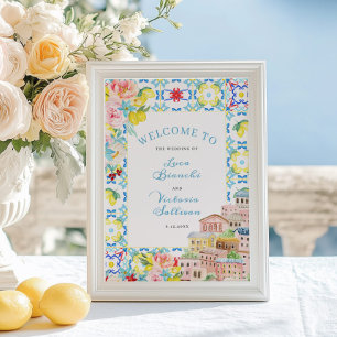Poster Côte d'Amalfii Carreaux Bleus Italien Mariage Bien