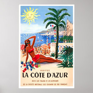 Poster Côte D'Azur French Riviera France Nice Ensoleillem