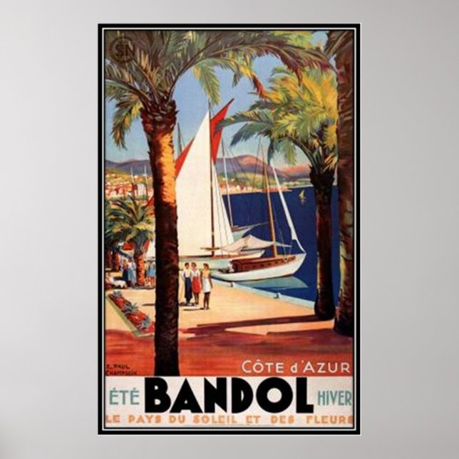 Poster Côte d'Azur vintage, France - (Devant)