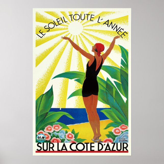 Poster Côte d'Azur Vintage voyage (Devant)