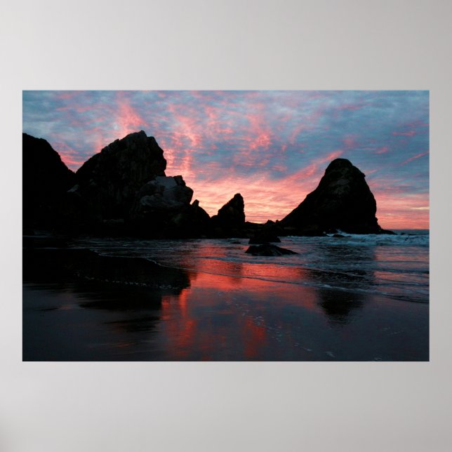 Poster Côte de l'Oregon Sunrise Beach Rocks Nature Photo (Devant)