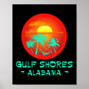 Poster Côte du Golfe Alabyma Destination Tropicale Plage 