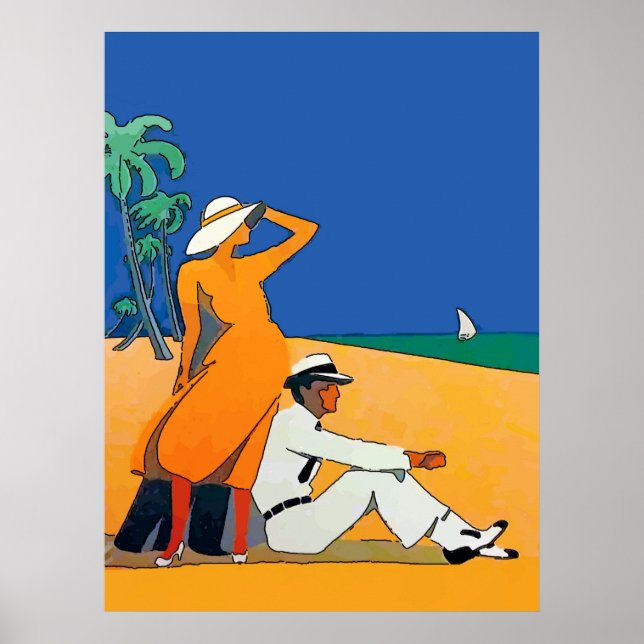 Poster Côte vintage de Jersey, plage (Devant)