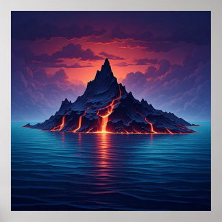 Poster Côte volcanique dramatique au crépuscule 🌊