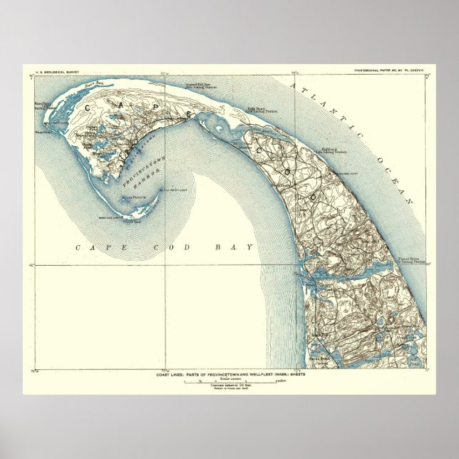 Poster Côtes Provincetown Truro 10:8 (Devant)