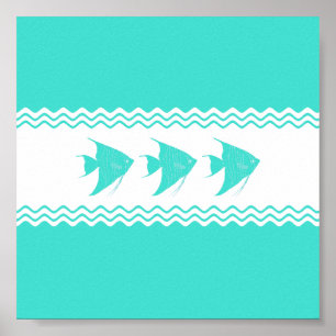 Poster Côtière Turquoise Bleu Bleu Bleu