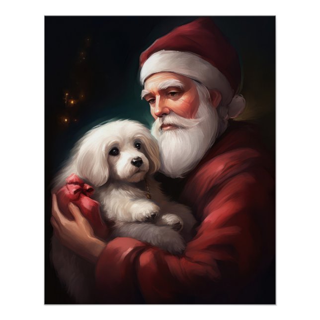 Poster Coton De Tulear Avec Noël Du Père Noël (Devant)