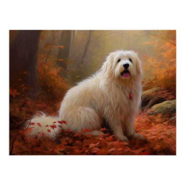 Poster Coton De Tulear en automne Leaves automne Inspire (Devant)