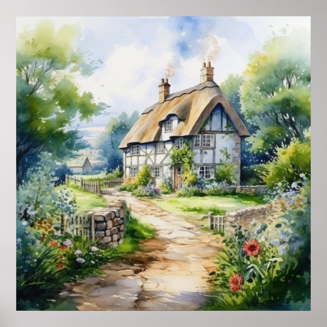 Poster Cottage anglais (Devant)