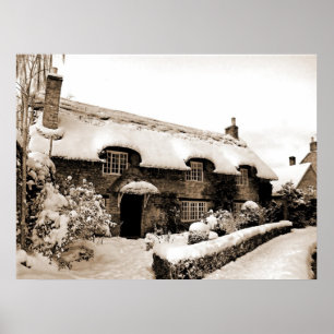 Poster Cottage de conte de fées en hiver