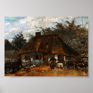 Poster Cottage et femme avec chèvre, Vincent van Gogh