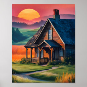 Poster Cottage Sunset