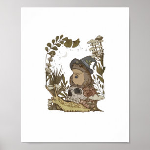 Poster Cottagecore Champignon Botanique Sorcière Grenouil
