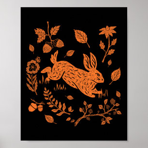 Poster Cottagecore de lapin de lièvre sauvage automne Tha